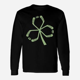 Hockey Shamrock Irish Sports St Patty's Patricks Day Long Sleeve T-Shirt - Thegiftio UK
