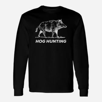 Graphic Hog Hunting Wild Pig Boar Tee Long Sleeve T-Shirt - Thegiftio UK