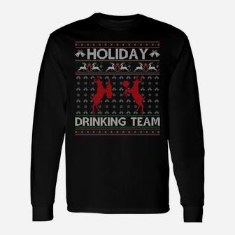 Holiday Drinking Team Reindeer Drink Ugly Christmas Sweater Sweatshirt Unisex Long Sleeve | Crazezy AU