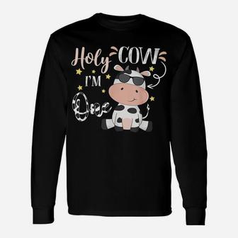 Holy Cow I'm One Cow Farm Theme Birthday 1 Years Old Unisex Long Sleeve | Crazezy