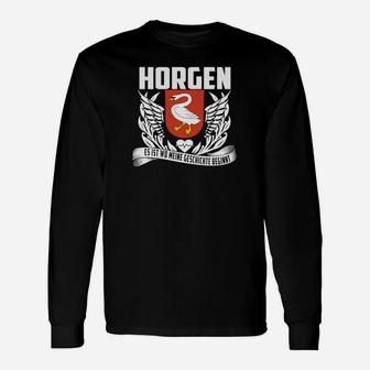 Horgen Wappen Adler & Drache Schwarzes Langarmshirts, Design für Geschichte und Stolz - Seseable