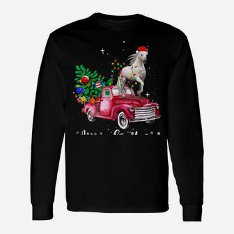 Horse Riding Red Truck Xmas Merry Christmas Unisex Long Sleeve | Crazezy