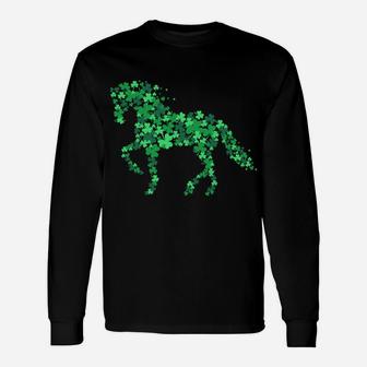 Horse Shamrock Horseback Riding Equestrian Shirt Patrick Day Unisex Long Sleeve | Crazezy DE