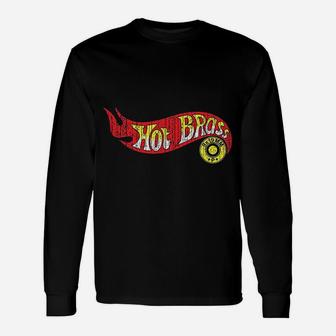 Hot Brass Distressed Vintage Style Black Athletic Fit Unisex Long Sleeve | Crazezy