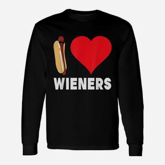 Hot Dog I Love Wieners Heart Unisex Long Sleeve | Crazezy CA