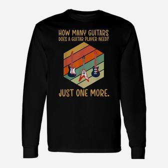 How Many Guitars Gifts For Men Vintage Music Guitar Players Unisex Long Sleeve | Crazezy