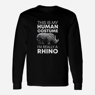 Human Costume Rhino Vintage Rhinoceros Love Unisex Long Sleeve | Crazezy CA