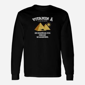 Humorvolles Bergsteiger Langarmshirts Vitamin Berg Spruch, Bergmotiv Schwarz - Seseable