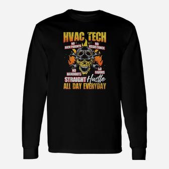 Hvac Tech Ac Technician Installer Distressed Long Sleeve T-Shirt - Monsterry