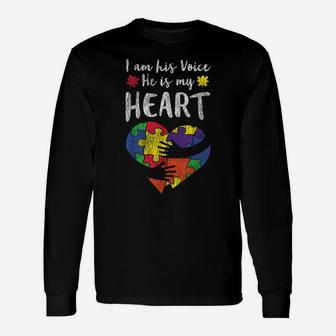 I Am His Voice Mom Dad Family Autistic Kids Autism Awareness Unisex Long Sleeve | Crazezy