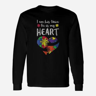 I Am His Voice Mom Dad Family Autistic Kids Awareness Unisex Long Sleeve | Crazezy CA