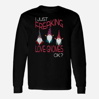 I Freaking Love Gnomes Funny Awesome Gnome Lovers Gift Raglan Baseball Tee Unisex Long Sleeve | Crazezy