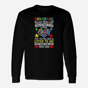 I Have Nonverbal Autism Valentines Day Puzzle Piece Gift Unisex Long Sleeve | Crazezy AU