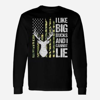 I Like Big Bucks And I Cannot Lie Deer Hunting Usa Flag Unisex Long Sleeve | Crazezy CA