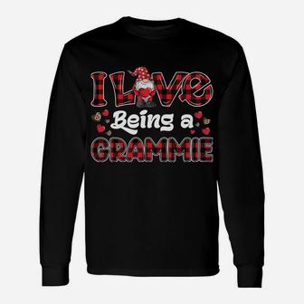 I Love Being Grammie Red Plaid Hearts Gnome Valentine's Day Unisex Long Sleeve | Crazezy DE
