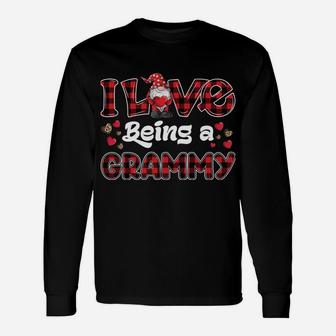 I Love Being Grammy Red Plaid Hearts Gnome Valentine's Day Sweatshirt Unisex Long Sleeve | Crazezy AU