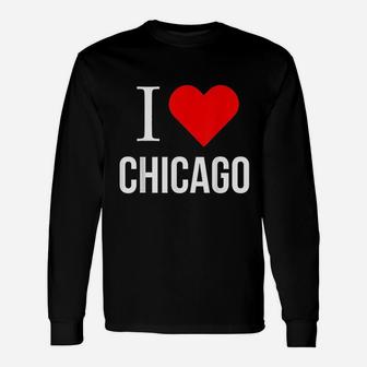 I Love Chicago Red Heart Unisex Long Sleeve | Crazezy UK