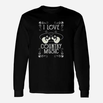 I Love Country Music Vintage Guitar Musician Unisex Long Sleeve | Crazezy UK