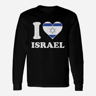 I Love Israel Israeli Flag Heart Unisex Long Sleeve | Crazezy