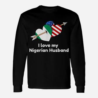 I Love My Nigerian Husband Nigeria Usa Flag Hearts Pride Unisex Long Sleeve | Crazezy CA