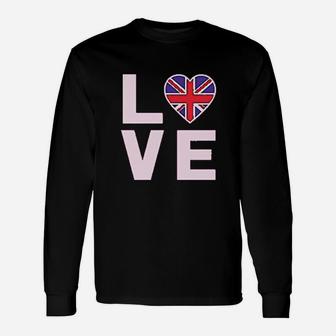 I Love The United Kingdom British Flag Heart Cool Women Unisex Long Sleeve | Crazezy