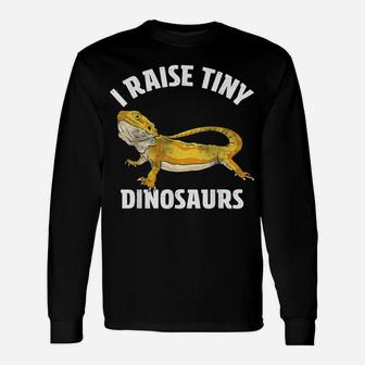 I Raise Tiny Dinosaurs Bearded Dragon Mom Dad Kids Gift Unisex Long Sleeve | Crazezy