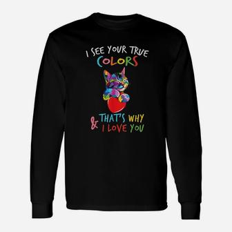 I See Your True Colors Cat Heart Unisex Long Sleeve | Crazezy