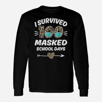 I Survived 100 Masked School Days Funny 100Th Day Of School Unisex Long Sleeve | Crazezy
