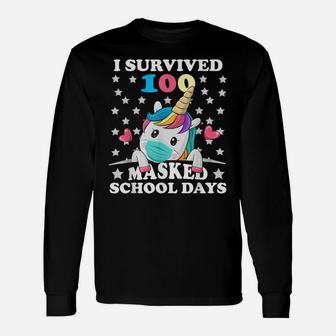 I Survived 100 Masked School Days Unicorn 100Th Days School Unisex Long Sleeve | Crazezy DE