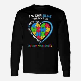 I Wear Blue For My Son Autism Awareness Unisex Long Sleeve | Crazezy CA