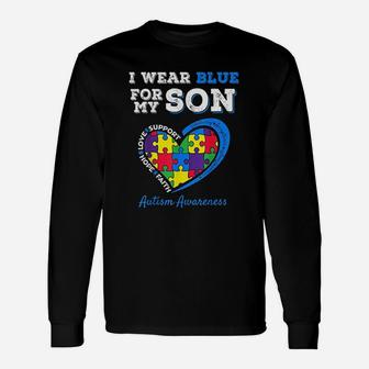 I Wear Blue For My Son Autism Awareness Unisex Long Sleeve | Crazezy AU