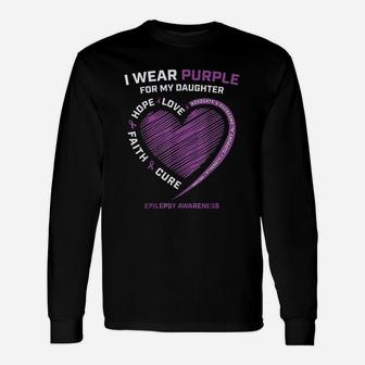 I Wear Purple For My Daughter Unisex Long Sleeve | Crazezy