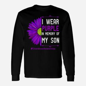 I Wear Purple Ribbon For My Son Overdose Awareness Dad Mom Unisex Long Sleeve | Crazezy CA