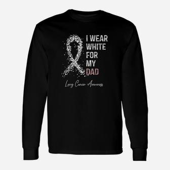 I Wear White For My Dad Lung Awareness Warrior Unisex Long Sleeve | Crazezy AU