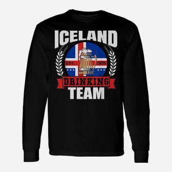 Iceland Drinking Team Funny Icelandic Flag Beer Party Gift Unisex Long Sleeve | Crazezy