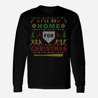 I'll Be Home Softball Ugly Christmas Sweater Party Shirts Unisex Long Sleeve | Crazezy DE