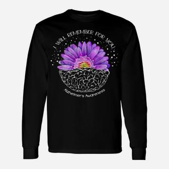 I'll Remember For You Purple Sunflower Alzheimer's Awareness Unisex Long Sleeve | Crazezy AU