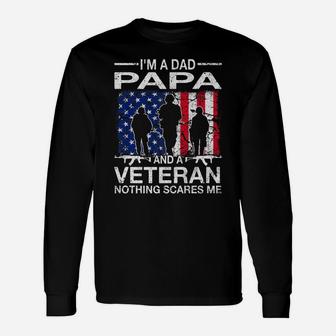 I'm A Dad Papa And A Veteran For Dad Father's Day Unisex Long Sleeve | Crazezy