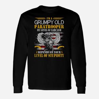 I'm A Grumpy Old Paratrooper Flag Tshirt, Veterans Day Gift Sweatshirt Unisex Long Sleeve | Crazezy AU