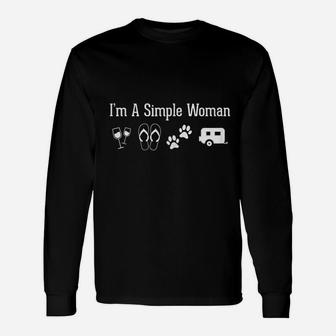 Im A Simple Woman Love Wine Flip Flop Dogs Camping Unisex Long Sleeve | Crazezy CA