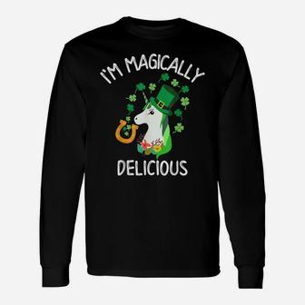 I'm Magically Delicious Funny Lepricorn St Patrick Day Shirt Unisex Long Sleeve | Crazezy