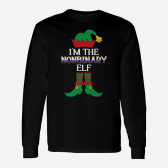 I'm The Nonbinary Elf Funny Xmas Gift Family Group Lgbtq Unisex Long Sleeve | Crazezy UK