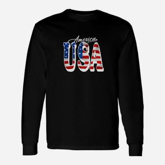 Independence Patriotic America Usa Flag Memorial 4Th Of July Long Sleeve T-Shirt - Monsterry