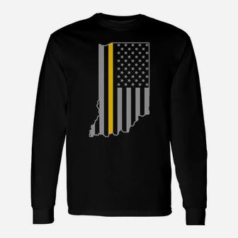 Indiana Thin Gold Line Flag Police Operator 911 Dispatcher Unisex Long Sleeve | Crazezy UK