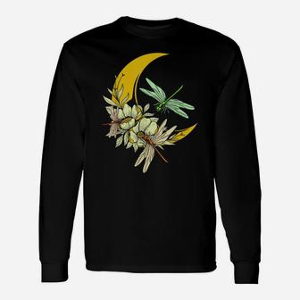 Insect Lovers Aesthetic For Women Flower Moon Dragonflies Unisex Long Sleeve | Crazezy CA