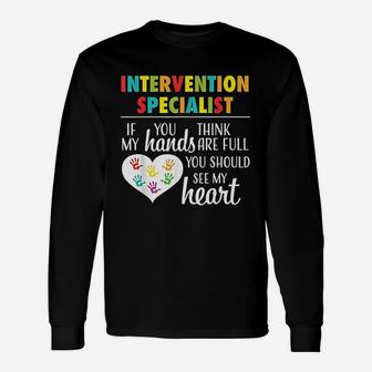 Intervention Specialist Cute Heart Teacher Gift Unisex Long Sleeve | Crazezy