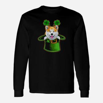 Irish Leprechaun Hat Akita Dog St Patrick's Day Long Sleeve T-Shirt - Monsterry AU