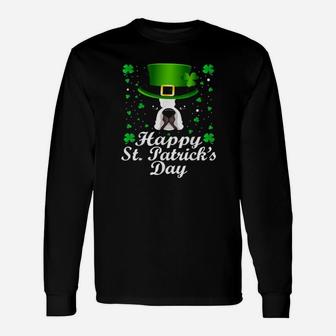Irish Leprechaun Hat Boston Terrier Happy St Patricks Day Long Sleeve T-Shirt - Monsterry AU
