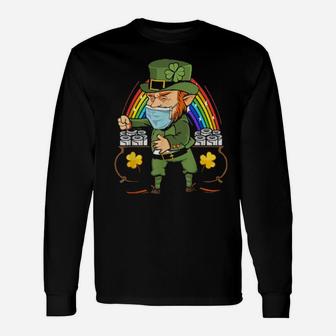 Irish Leprechaun With Rainbow Toilet Paper St Patricks Day Long Sleeve T-Shirt - Monsterry