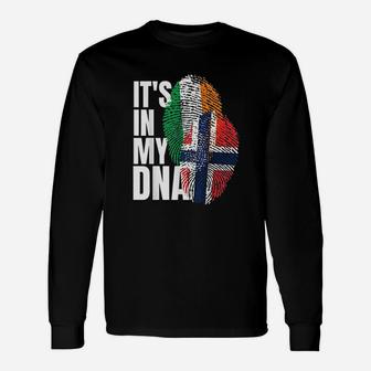 Irish Plus Norwegian Mix Dna Heritage Flag Long Sleeve T-Shirt - Thegiftio
